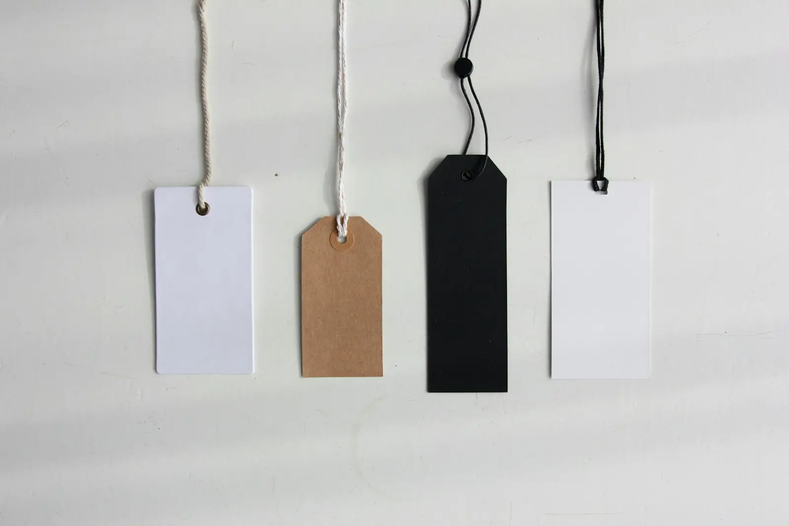 A blank paper price tag on a string
